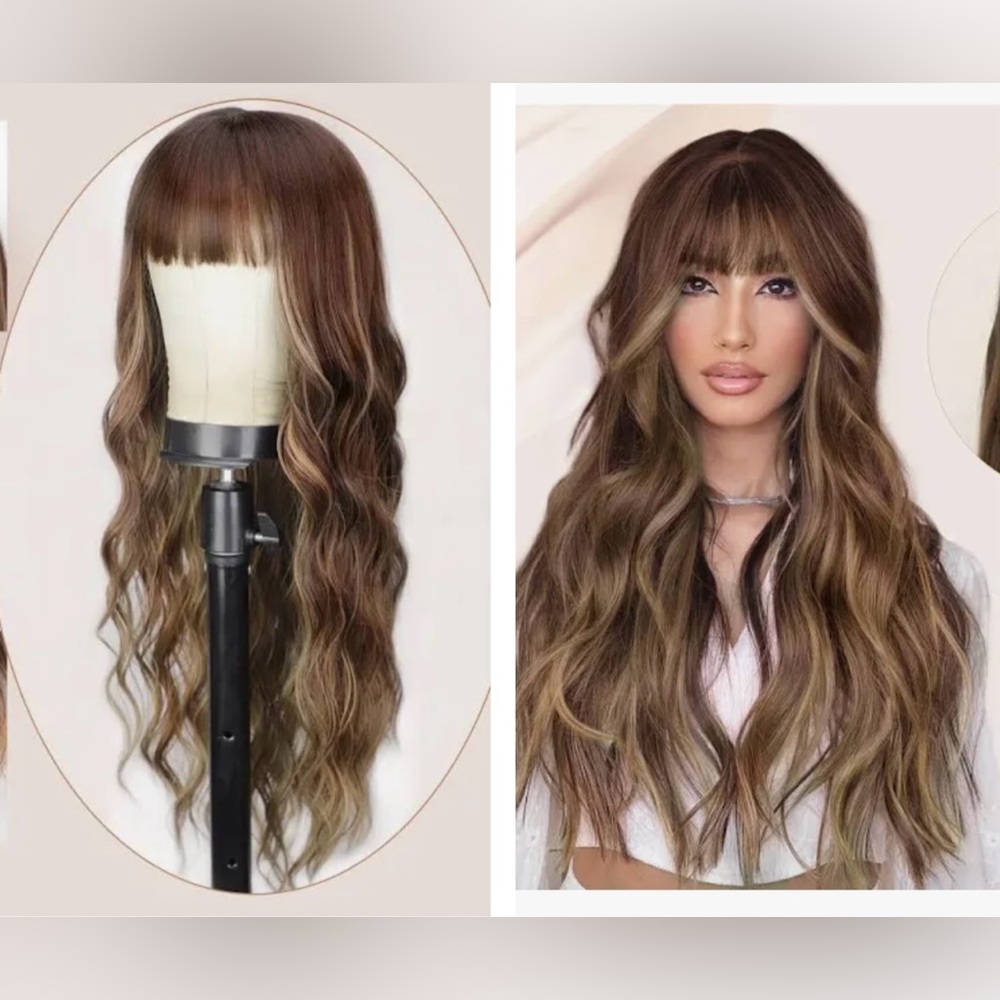 Brown Wavy Hair Wig with Natural Beachy Waves
